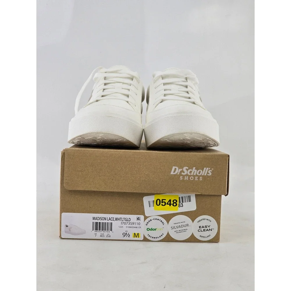 Dr. Scholls Madison Lace Sneaker Womens 9.5 White Gold Platform - Excellent